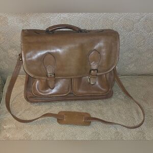 Vintage Leather Double Flap Messenger Bag